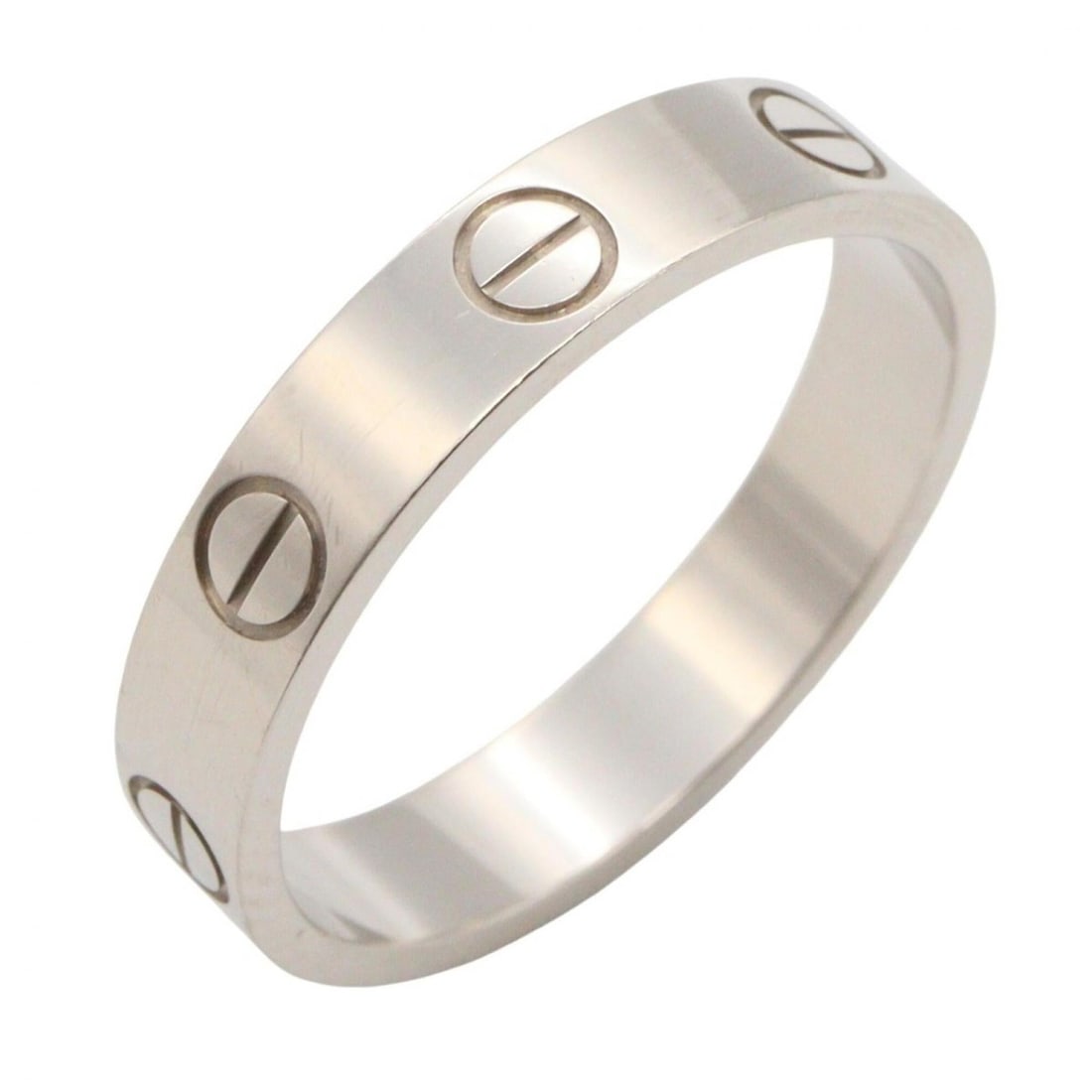 Cartier Mini Love Ring, 18K White Gold (18KWG), Women's, Silver Tone, B4085152: --- Catalog ---Category: SizeUS Size: 6.5Brand Size: 52Category: DesignType: Band ringColor: White goldGender: WomenMaterial: White gold (18K)Category: GeneralMPN: B4085152Brand: Cartier--- Item List 