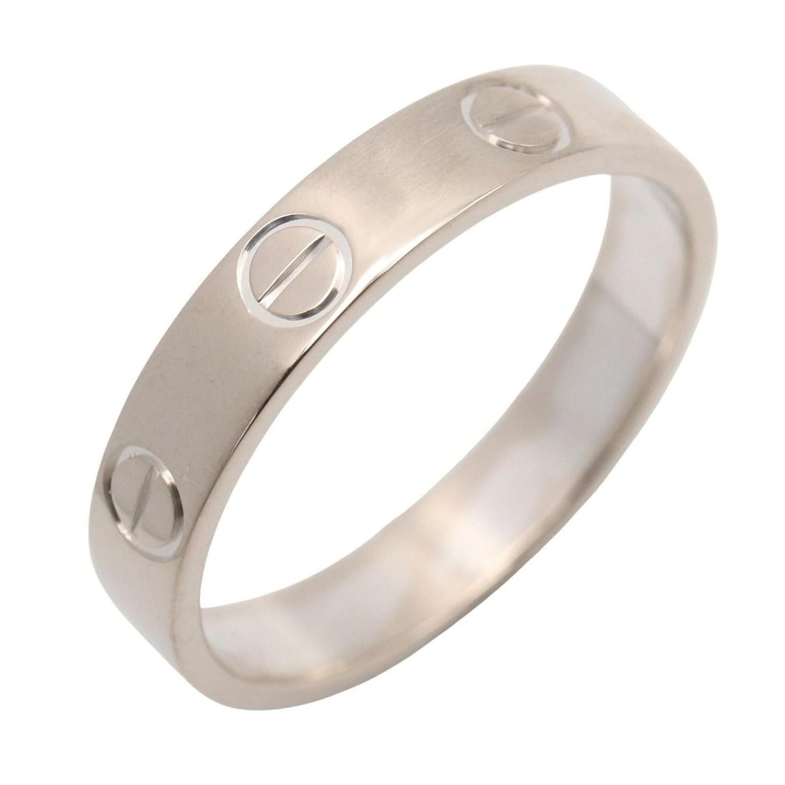 Cartier Mini Love Ring, 18K White Gold (18KWG), Silver Tone, B4085100 (Men's/Women's): --- Catalog ---Category: SizeUS Size: 6.5Brand Size: 52Category: DesignType: Band ringColor: White goldGender: Men,WomenMaterial: White gold (18K)Category: GeneralMPN: B4085100Brand: Cartier--- Item L