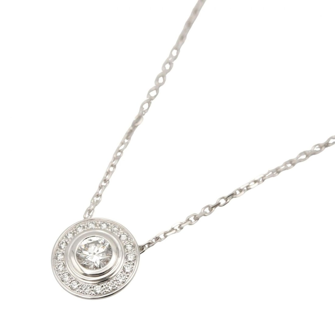 Cartier d'Amour Necklace, 18K White Gold (18KWG), Diamond, Women's, Clear/Silver Tone: --- Catalog ---Category: SizePendant Size: 8.5mm x 8.5mm / 0.33'' x 0.33''Neck Circumference: 37.5 cm - 41 cm / 14.76'' - 16.14''Category: DesignColor: White goldStone: DiamondGender: WomenMaterial: W