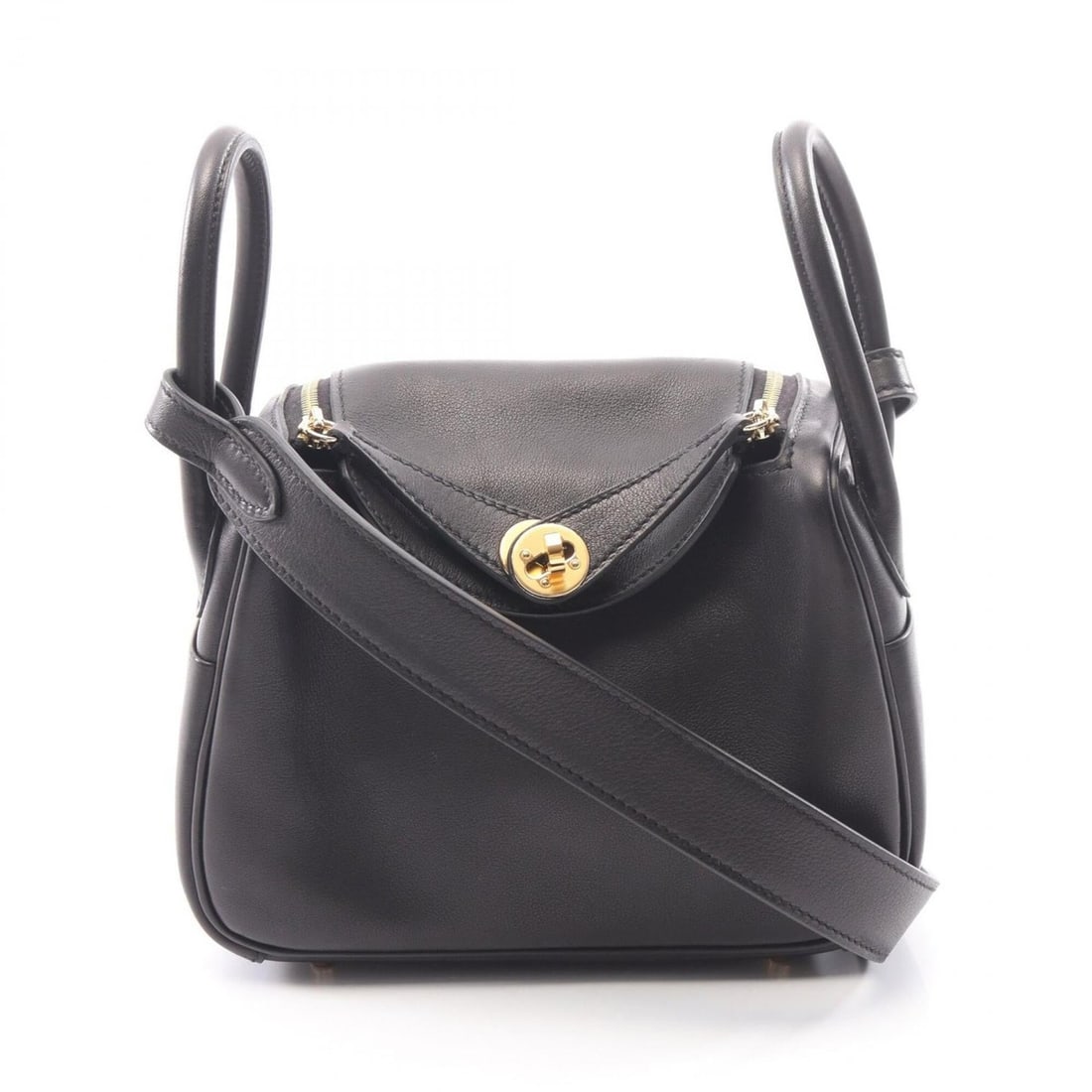 Hermes Lindy Mini Shoulder Bag/Handbag, Leather, Veau Volupt, Women's, Black