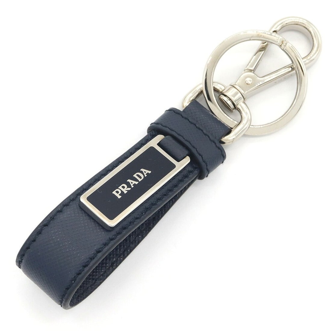 Prada Keychain 2PP709 Navy Leather Keyring Key Accessory Bag Charm Women's Men's PRADA (1 of 16)