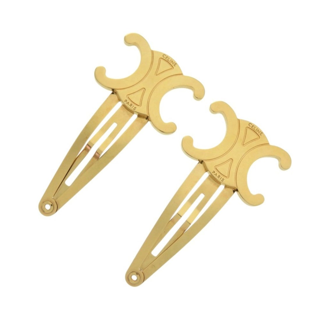 Celine Triomphe Snap Hair Clip 46Z656BSL.35OR Metal Gold 1339CELINE