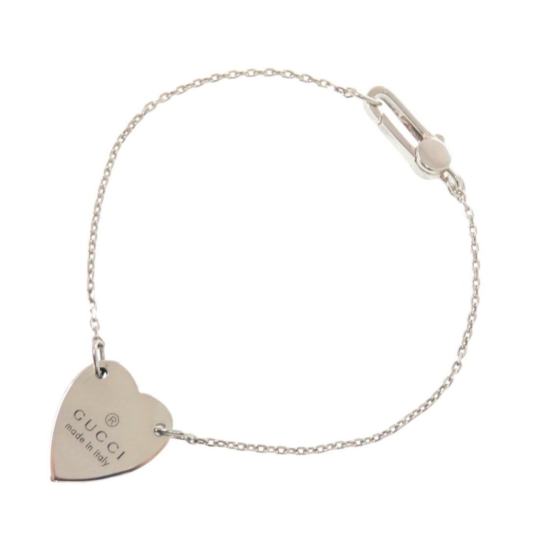 Gucci Heart Plate Sterling Silver 925 Bracelet 1258GUCCI: --- Catalog ---Category: SizeLength: 17.5cm / 6.88''Category: DesignType: Charm braceletColor: SilverGender: WomenMaterial: Silver 925Category: GeneralBrand: GucciCountry of Origin: Italy--- Item List