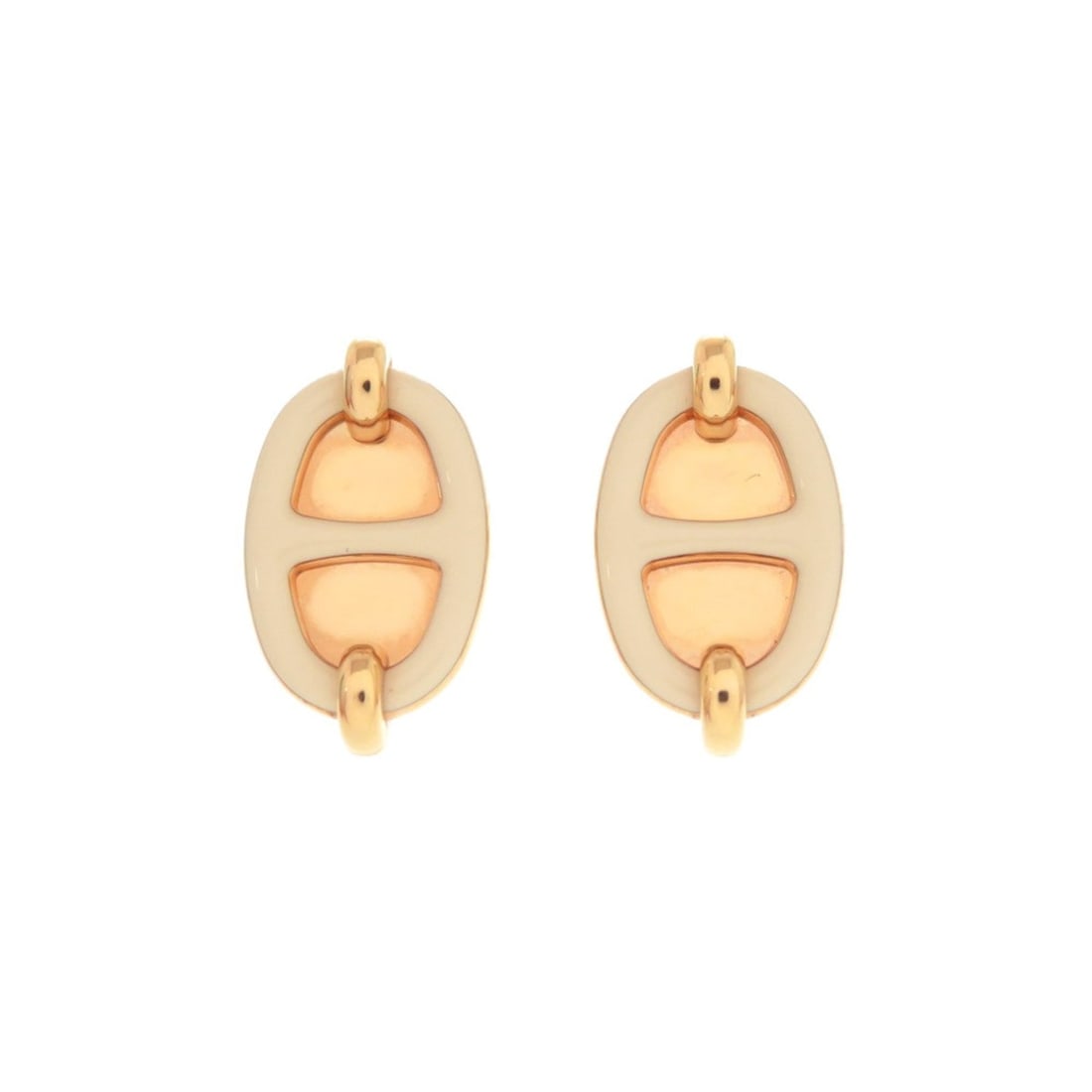 Hermes Mini Maillon Earrings H100052FOD3 Metal Cream White 1486HERMES: --- Catalog ---Category: SizeSize (HxWxD): 20.00mm x 12.00mm / 0.79'' x 0.47''Category: DesignType: Stud earringsColor: Rose goldGender: WomenMaterial: MetalCategory: GeneralMPN: H100052FOD3Brand: Her