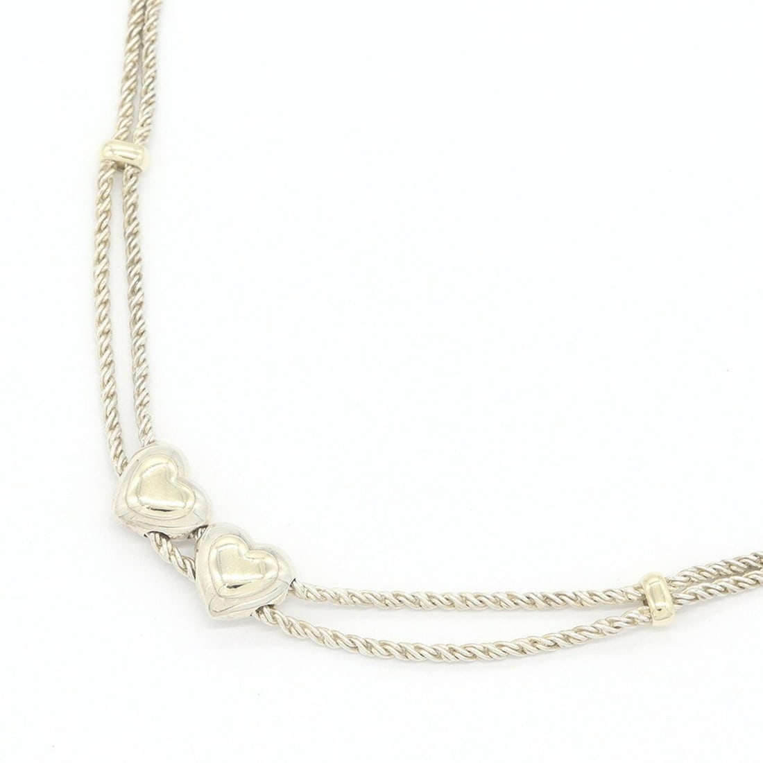 Tiffany & Co. Double Rope Heart Necklace, Sterling Silver 925 and 18K Yellow Gold, Layer Choker: --- Catalog ---Category: SizeNeck Circumference: 42 cm / 16.53''Category: DesignColor: Gold, SilverGender: WomenMaterial: Sterling silver 925, Yellow gold (18K)Pendant Type: PendantNecklace Type: Neck