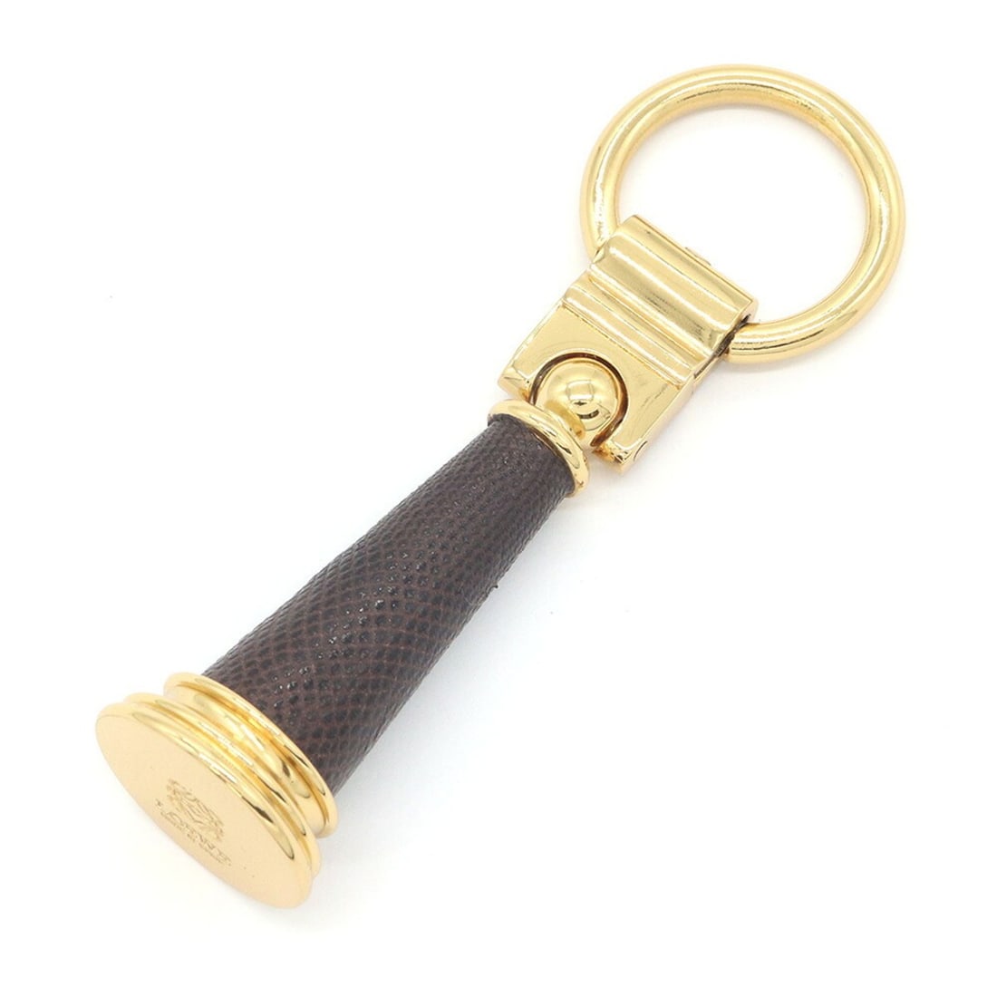Loewe Keyring Gold Dark Brown Metal Leather Keychain LOEWE: --- Catalog ---Category: DesignType: KeyringColor: Dark brown, GoldGender: Women,MenMaterial: Leather, MetalCategory: GeneralBrand: Loewe--- Item List ---Section: ConditionRanking: Rank A Used - A few