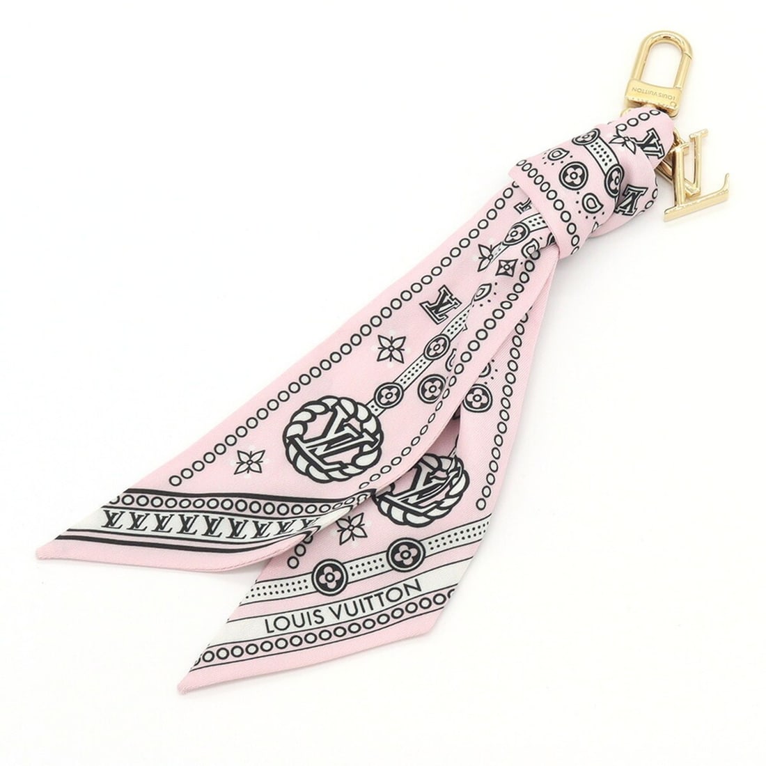 Louis Vuitton Accessory Bag Charm LV Bandana M02614 Light Pink Silk Metal Keyring Keychain Ribbon: --- Catalog ---Category: DesignType: KeyringColor: Gold, Light pinkGender: Men,WomenMaterial: Metal, SilkCategory: GeneralMPN: M02614Brand: Louis Vuitton--- Item List ---Section: ConditionRanking: