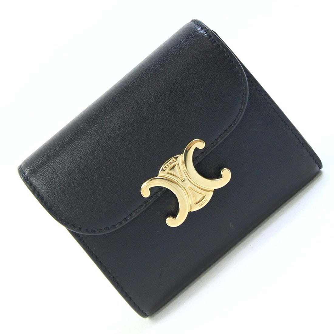 Celine Triomphe Small Flap Wallet, 10D783DPV.38NO, Black Leather, Compact, Women's Mini Wallet: --- Catalog ---Category: DesignType: Wallet (tri-fold)Color: BlackGender: WomenMaterial: Leather Category: GeneralMPN: 10D783DPV.38NOBrand: Celine--- Item List ---Section: ConditionRanking: Rank A