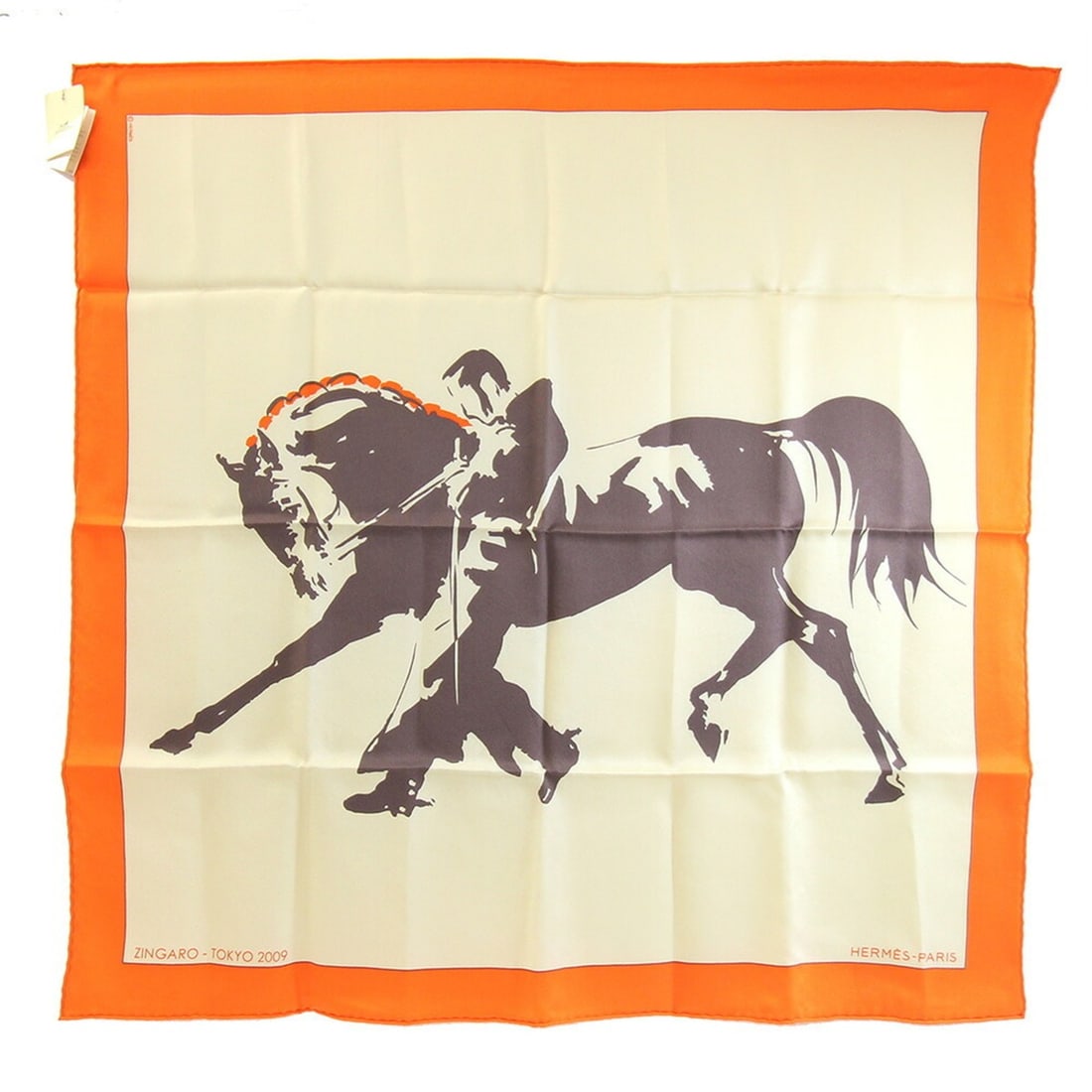Hermes Scarf Muffler Carre 70 ZINGARO TYO 2009 Orange Sable Silk Zingaro Beige Large Stole Horse: --- Catalog ---Category: DesignType: ScarfColor: Light beige, OrangeMaterial: Silk Category: GeneralBrand: HermesCountry of Origin: France--- Item List ---Section: ConditionRanking: Rank S Used - Mint
