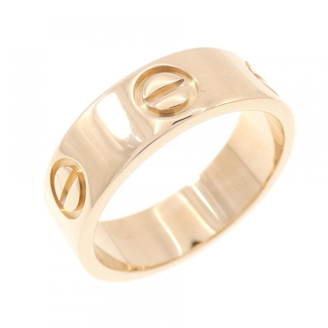Cartier Love Ring: --- Catalog ---Category: SizeUS Size: 5Brand Size: 49Category: DesignType: Band ringGender: WomenMaterial: Pink gold (18K)Category: GeneralBrand: Cartier--- Item List ---Section: ConditionRanking: Ran