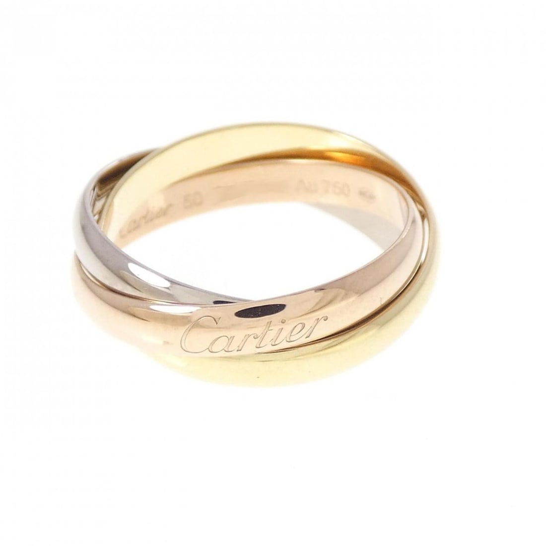 Cartier Trinity Ring: --- Catalog ---Category: SizeUS Size: 5.5Brand Size: 50Category: DesignType: Band ringGender: WomenMaterial: Pink gold (18K), White gold (18K), Yellow gold (18K)Category: GeneralMPN: B4086100Brand: Ca