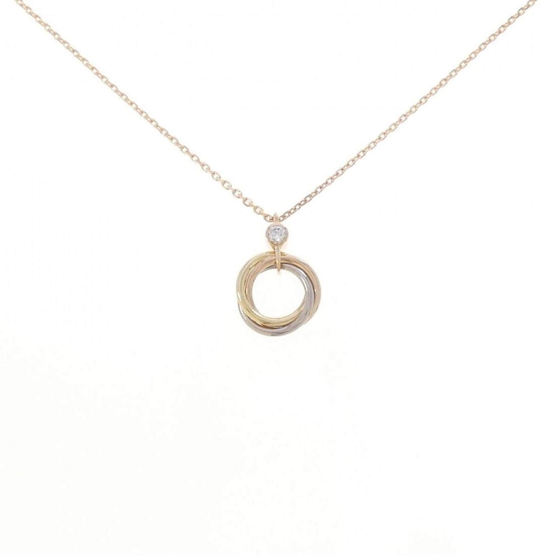 Cartier Trinity Necklace: --- Catalog ---Category: SizePendant Size: 15.5mm x 10.7mm / 0.61'' x 0.42''Neck Circumference: 38 cm - 40 cm / 14.96'' - 15.74''Category: DesignGender: WomenMaterial: Pink gold (18K), White gold (18K