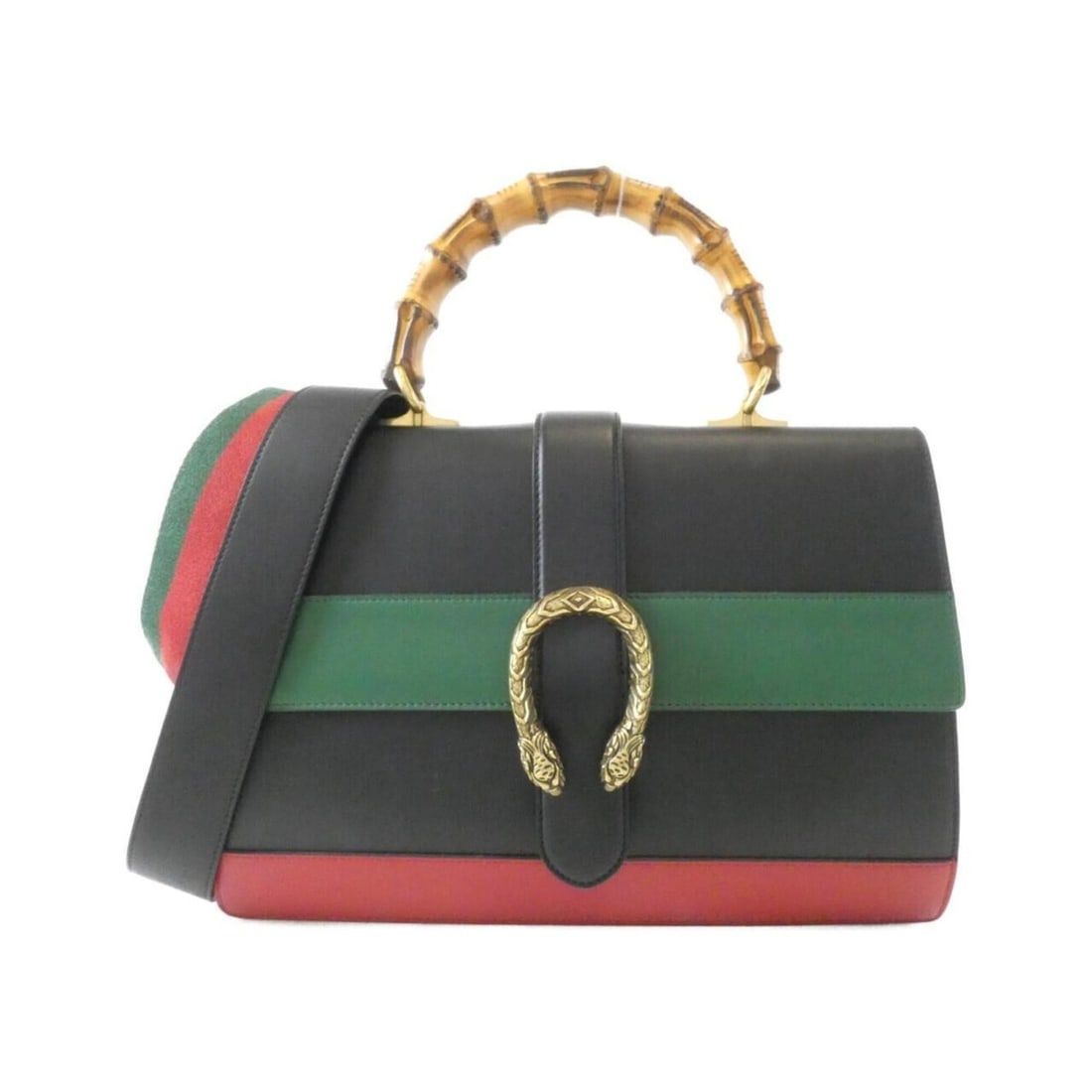 Gucci Dionysus 421999 Handbag: --- Catalog ---Category: SizeSize (HxWxD): 24cm x 34cm x 10cm / 9.44'' x 13.38'' x 3.93''Category: DesignType: HandbagColor: Black, Green, Red colorGender: WomenMaterial: Leather Hardware Color: