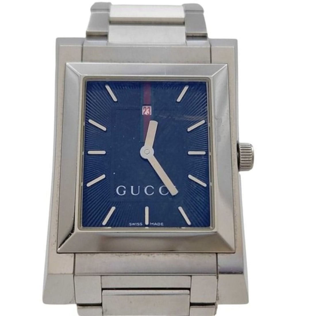 GUCCI watch 111M Blue Silver Stainless Steel Men's: --- Catalog ---Category: SizeWrist Size: 18.5cm / 7.28''Case Diameter: 29mm / 1.14''Category: DesignType: WristwatchGender: MenColor (Dial): BlueMaterial (Band): Stainless steelMaterial (Case): Stainl