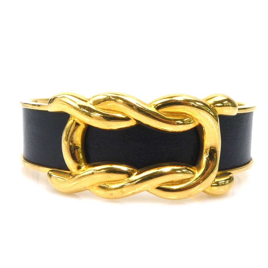Hermes HERMES Bangle Bracelet Metal Leather Gold Black Women's e62136b: --- Catalog ---Category: SizeLength: 15.5cm / 6.1''Category: DesignType: BangleColor: Black, GoldGender: WomenMaterial: Leather, MetalCategory: GeneralBrand: Hermes--- Item List ---Section: ConditionR