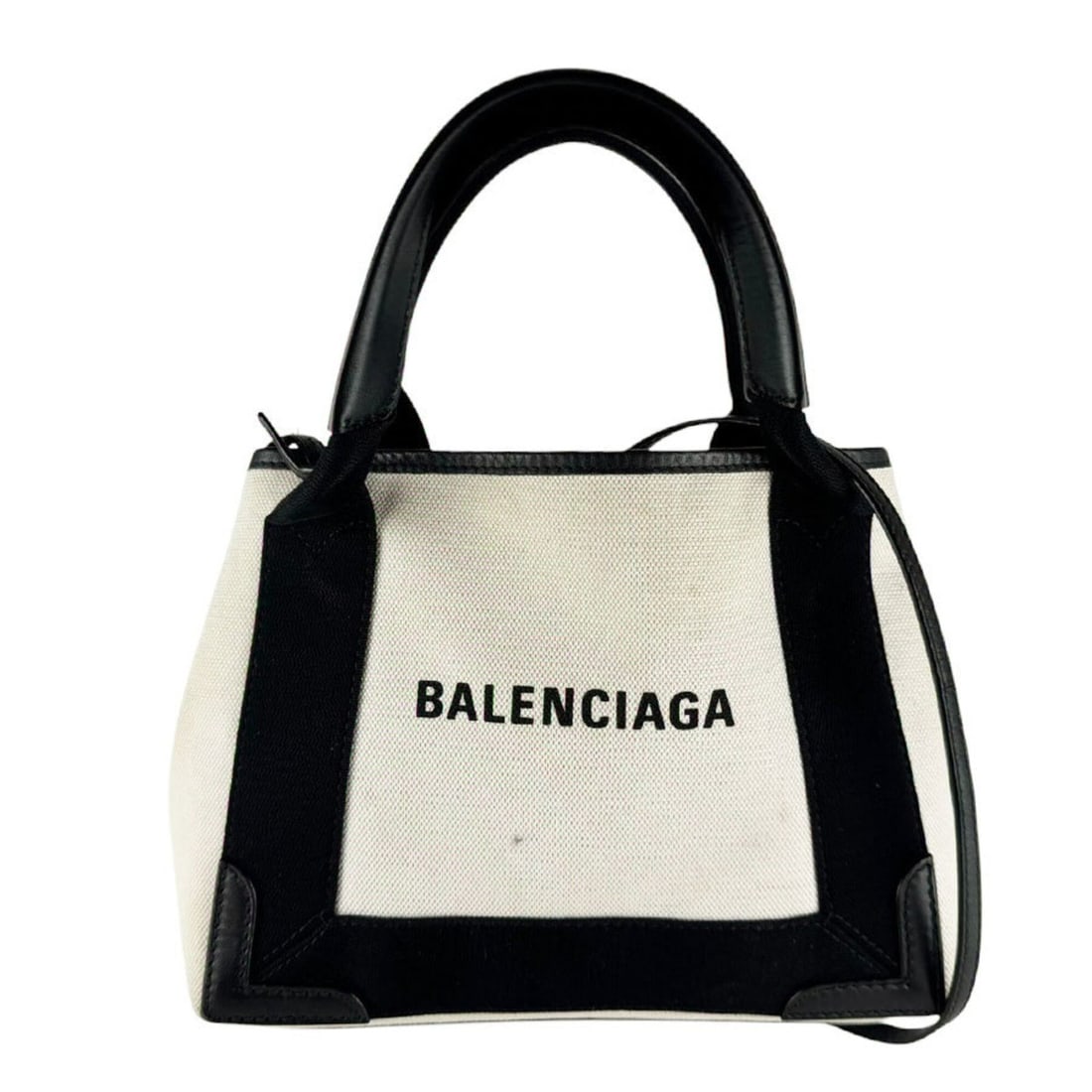 Balenciaga BALENCIAGA handbag shoulder bag Navy Cabas XS canvas leather natural black women's z10638: --- Catalog ---Category: SizeSize (HxWxD): 19cm x 26cm x 6cm / 7.48'' x 10.23'' x 2.36''Category: DesignType: Handbag, Shoulder bagColor: BlackGender: WomenMaterial: Canvas , Leather Category: