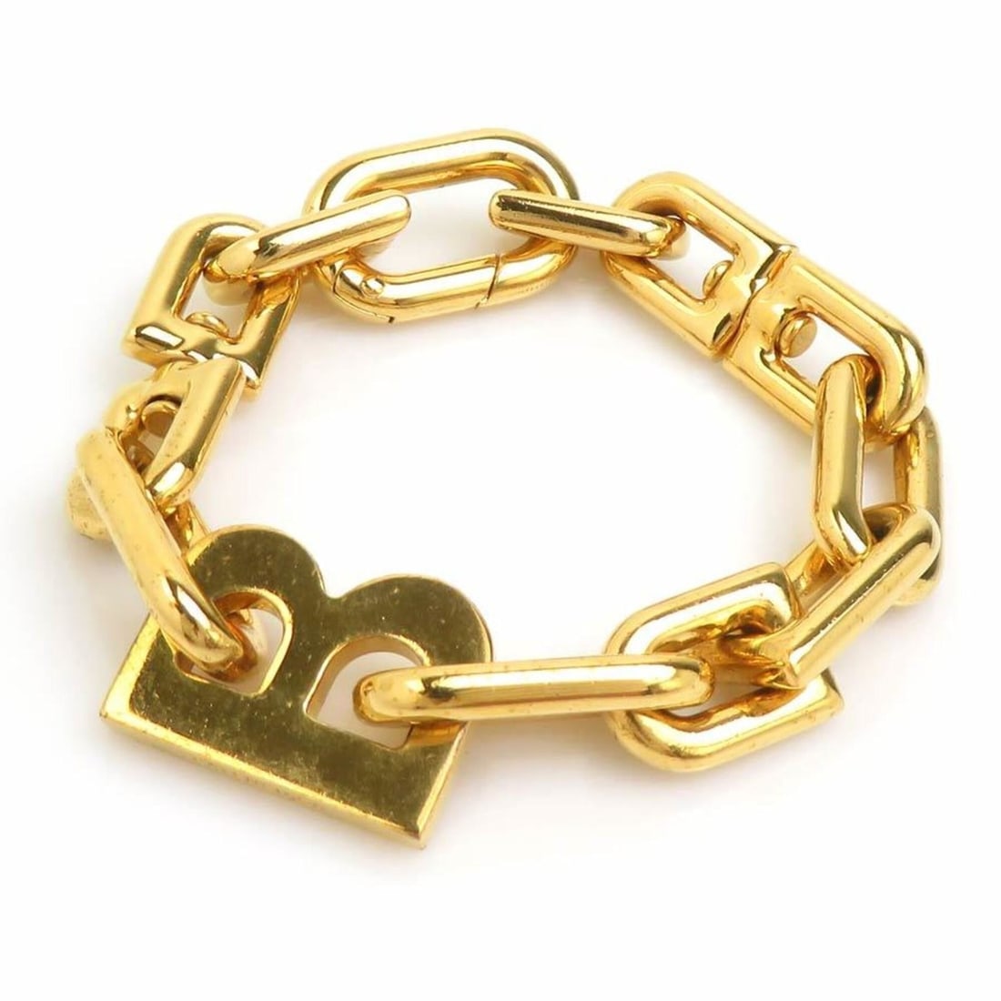 Balenciaga B Chain Bracelet, Metal, Gold, Women's, r11359k: --- Catalog ---Category: SizeLength: 15cm / 5.9''Category: DesignType: Charm braceletColor: GoldGender: WomenMaterial: MetalCategory: GeneralBrand: Balenciaga--- Item List ---Section: ConditionRanking