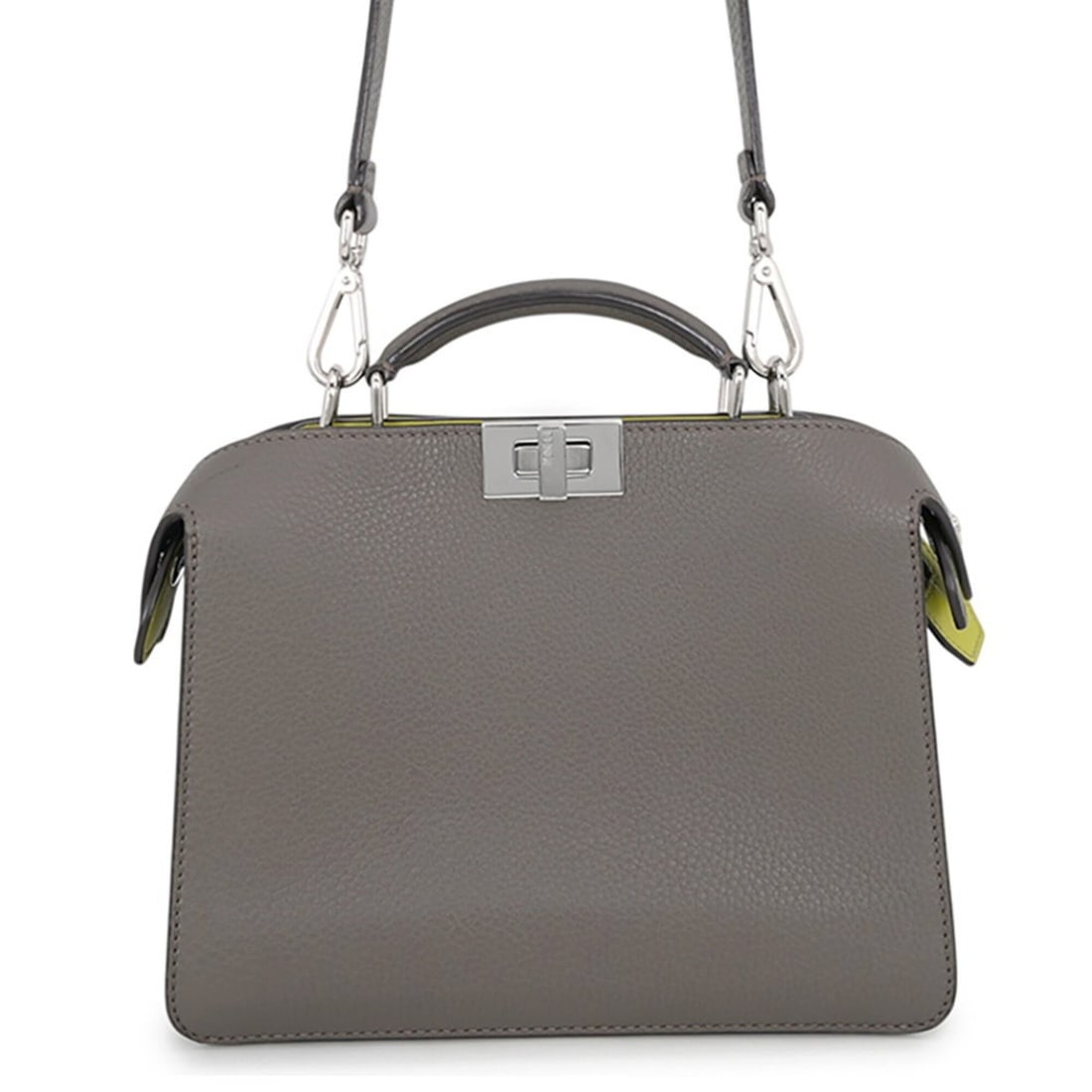 Fendi Peekaboo I.U Small Leather Handbag 7VA530 FENDI 2-way Shoulder Bag: --- Catalog ---Category: SizeSize (HxWxD): 20cm x 26cm x 8cm / 7.87'' x 10.23'' x 3.14''Category: DesignType: Handbag, Shoulder bagColor: GrayGender: Men,WomenMaterial: Leather Category: