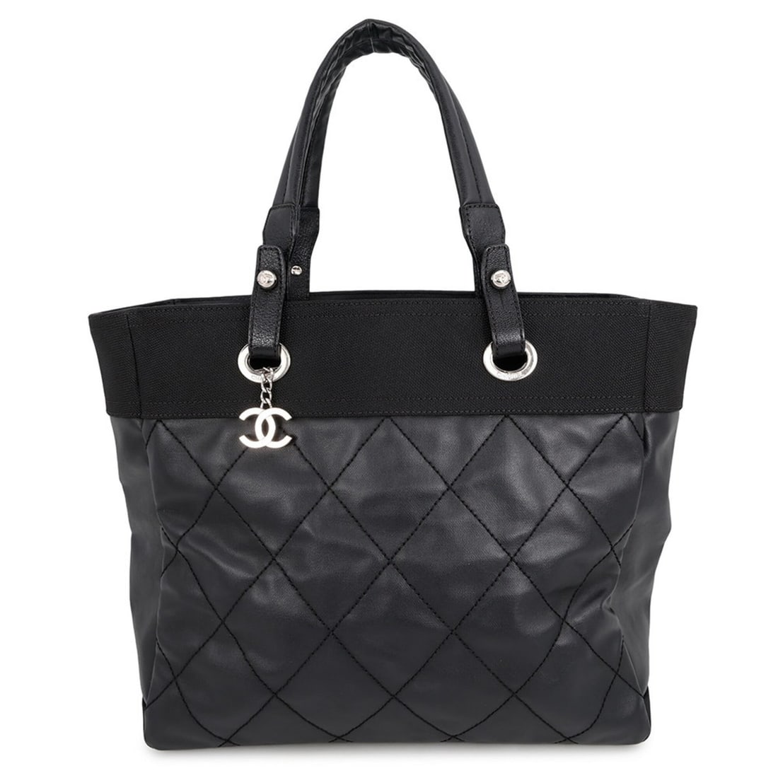 Chanel tote bag Paris Biarritz Tote MM Medium Matelassé Coco Charm A34209 CHANEL handbag black: --- Catalog ---Category: SizeSize (HxWxD): 30.5cm x 36cm x 14cm / 12'' x 14.17'' x 5.51''Category: DesignType: Tote bagColor: BlackGender: WomenMaterial: Leather , Canvas Category: GeneralBrand: