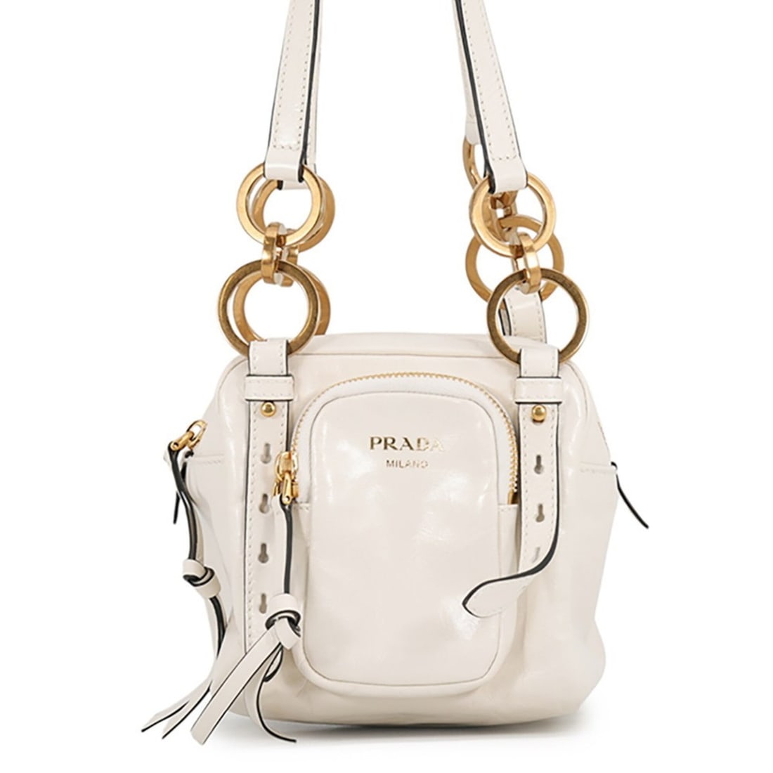 Prada Dangle Mini Leather Handbag 1BB137 PRADA White: --- Catalog ---Category: SizeSize (HxWxD): 14cm x 15cm x 12cm / 5.51'' x 5.9'' x 4.72''Category: DesignType: HandbagColor: WhiteGender: WomenMaterial: Leather Category: GeneralBrand: PradaCountry of