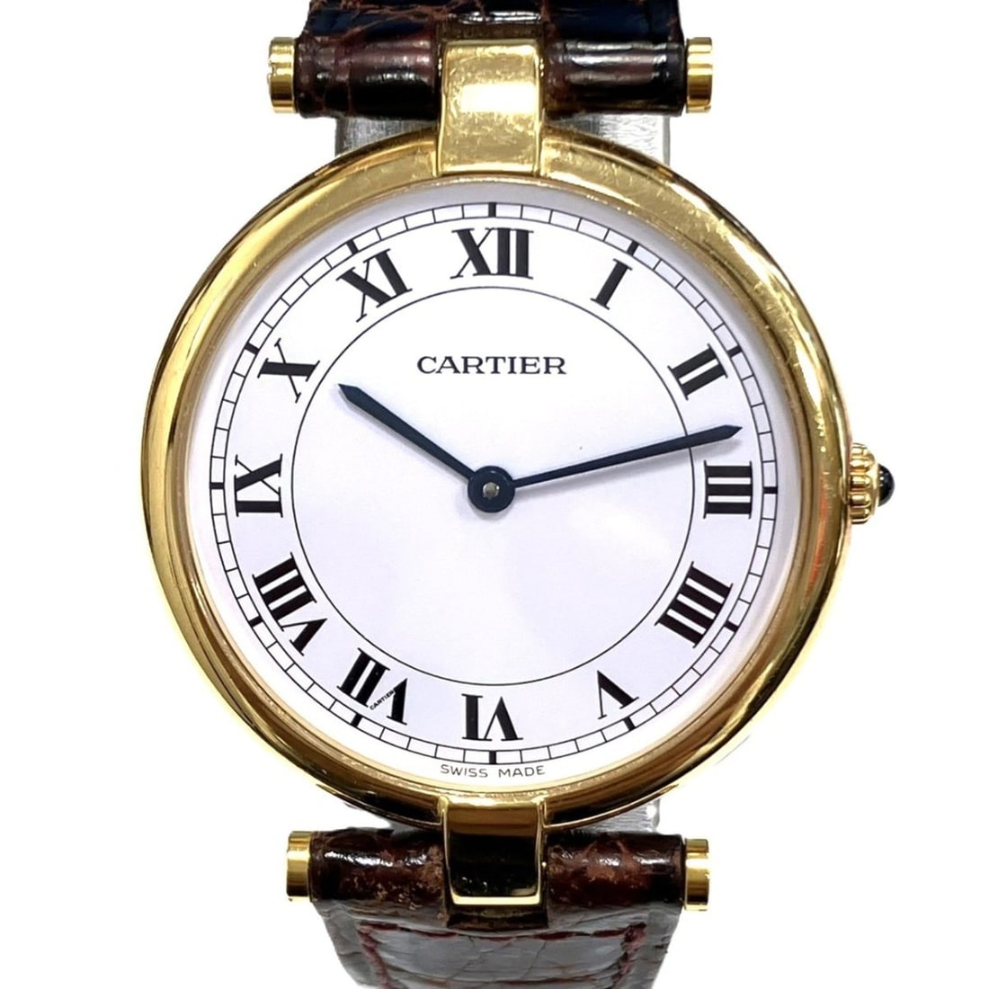 Cartier Vendome Louis LM Watch, Total Weight 25g, 18K Gold Leather Strap, Quartz Movement, White (1 of 10)