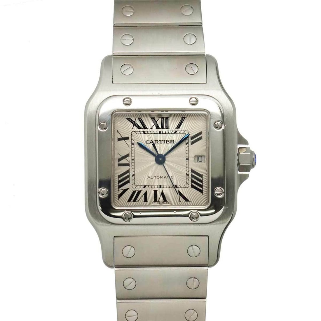 Cartier Santos Galbee LM W20055D6 Men's Watch, Date, Silver, Automatic Movement: --- Catalog ---Category: SizeWrist Size: 16.5cm / 6.49''Case Diameter: 29mm / 1.14''Category: DesignType: WristwatchGender: MenColor (Dial): SilverMaterial (Band): Stainless steelMaterial (Case): Stai
