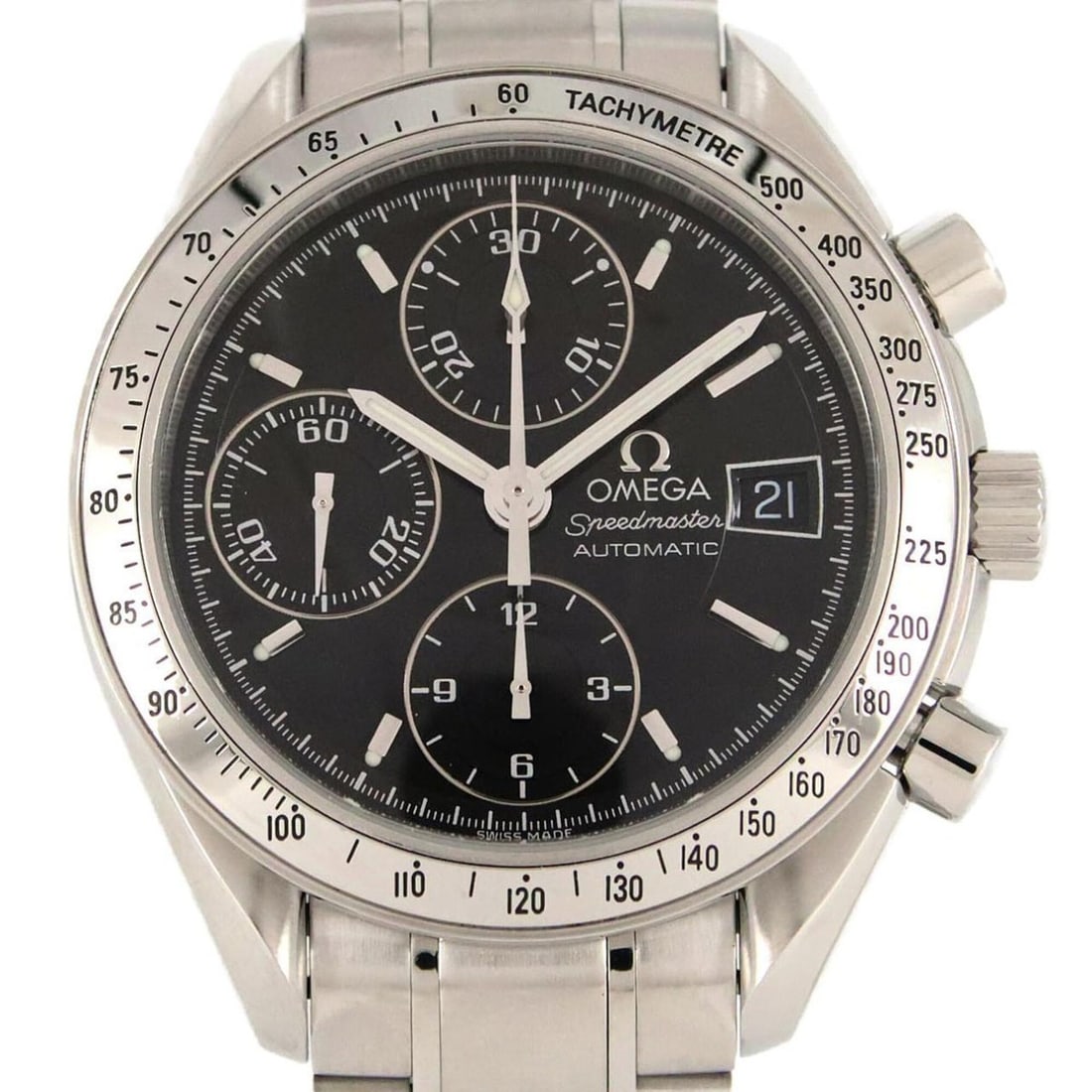 Omega Speedmaster Date 3513.50 Stainless Steel Automatic Watch: --- Catalog ---Category: SizeWrist Size: 20cm / 7.87''Case Diameter: 39mm / 1.54''Category: DesignType: WristwatchGender: MenColor (Dial): BlackMaterial (Band): Stainless steelMaterial (Case): Stainle