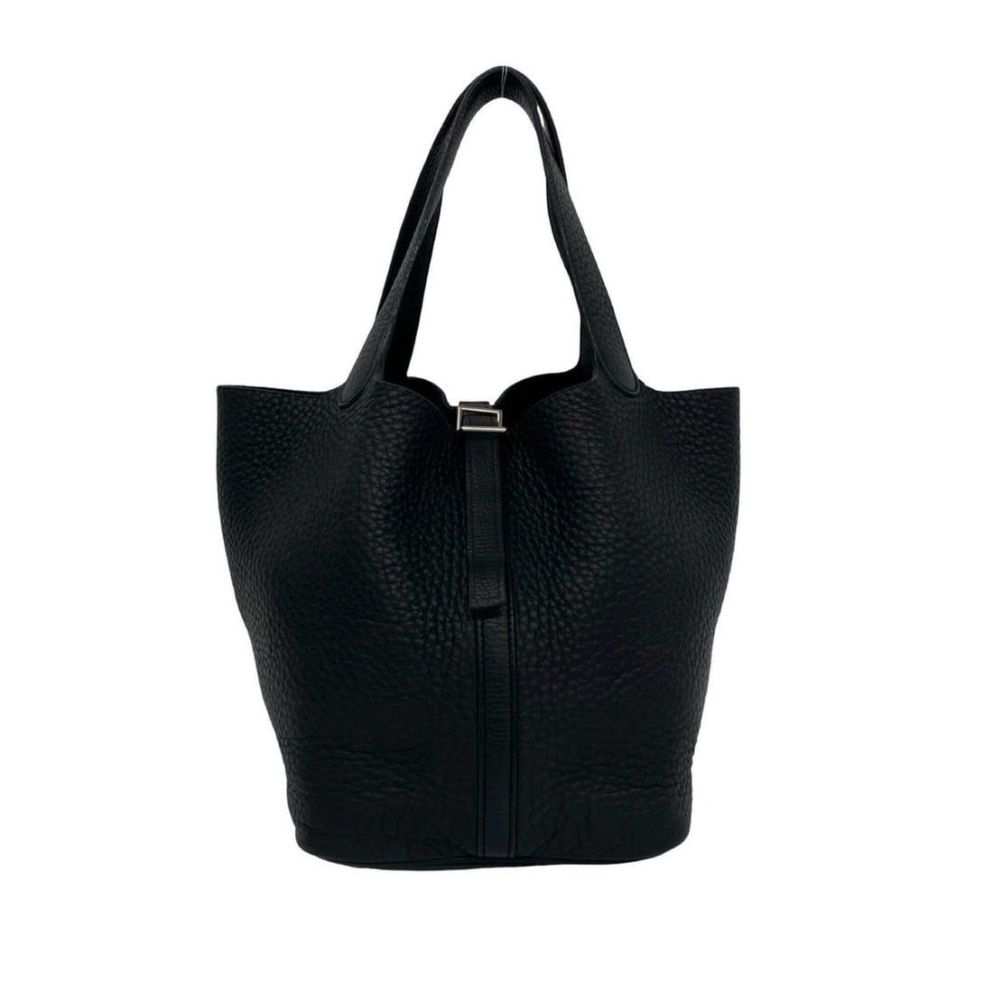 HERMES Picotin Lock MM Taurillon Clemence Leather Handbag, Black 612-2: --- Catalog ---Category: SizeSize (HxWxD): 22cm x 17cm x 21cm / 8.66'' x 6.69'' x 8.26''Category: DesignType: HandbagColor: BlackGender: WomenMaterial: Taurillon clemence leather Category: GeneralBran