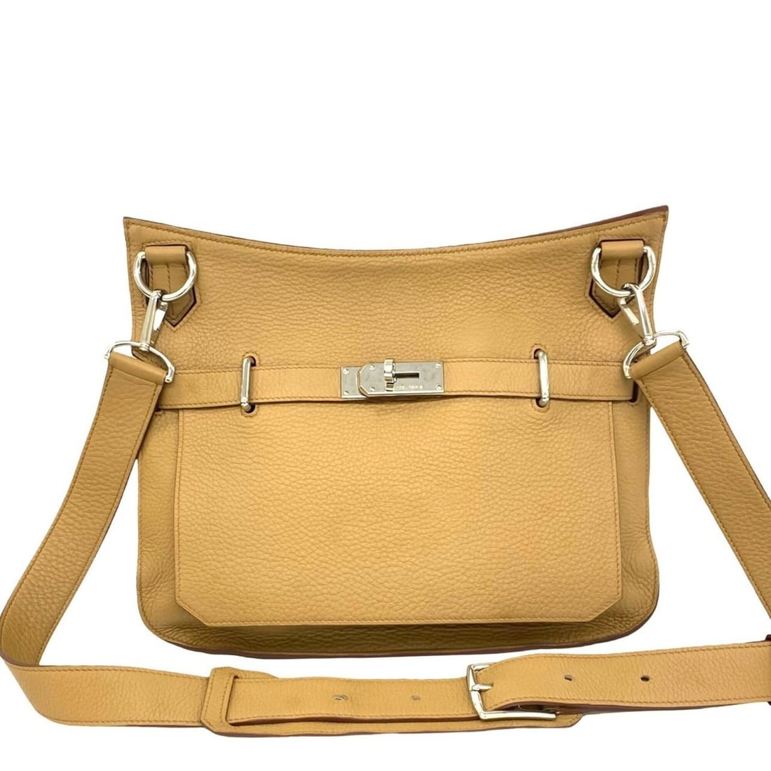 HERMES Jypsiere 34 Taurillon Clemence Leather Shoulder Bag/Sacoche (Camel) 23683