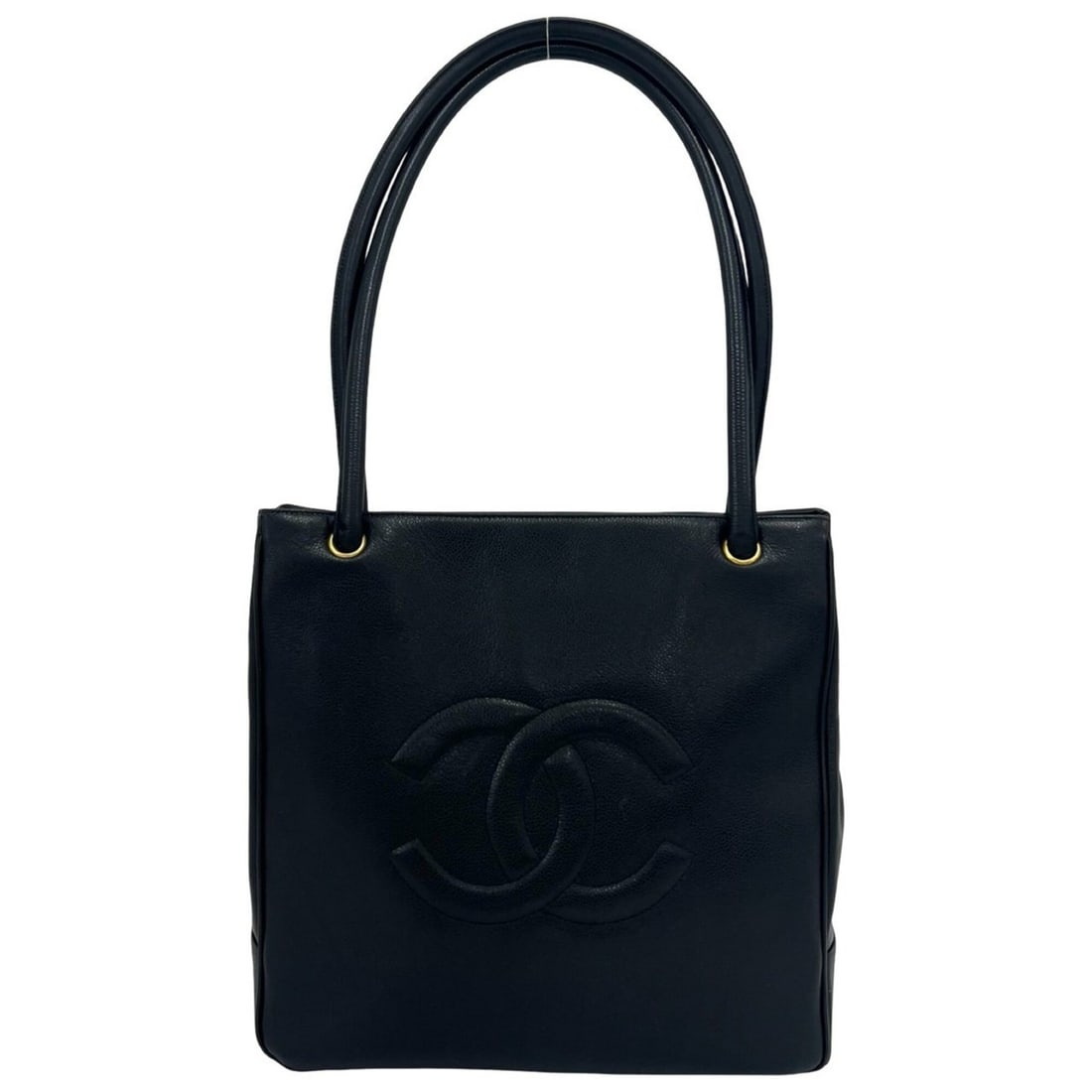 CHANEL Vintage Coco Mark Caviar Skin Leather Tote Bag, Black, 26331: --- Catalog ---Category: SizeSize (HxWxD): 32.5cm x 31.5cm x 8cm / 12.79'' x 12.4'' x 3.14''Category: DesignType: Tote bagColor: BlackGender: WomenMaterial: Grained Calfskin Category: GeneralBrand: Ch