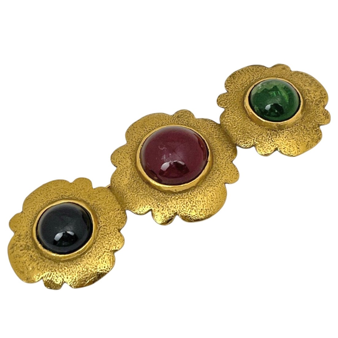 Chanel Brooch, Gripoix GP, Colored Stone, Gold, Women's
