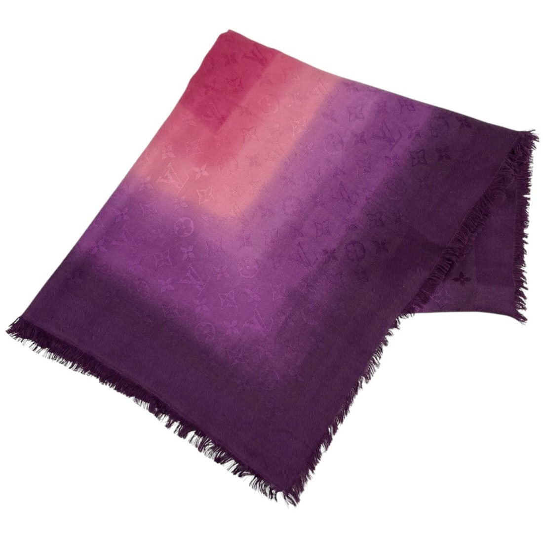 Louis Vuitton Monogram Shawl, Silk and Wool, Pink Purple, Women's: --- Catalog ---Category: SizeSize (LxW): 1.4m x 1.4m / 55.11'' x 55.11''Category: DesignType: StoleColor: Pink, PurpleGender: WomenMaterial: Silk , Wool Category: GeneralMPN: M71186Brand: Louis Vuitto