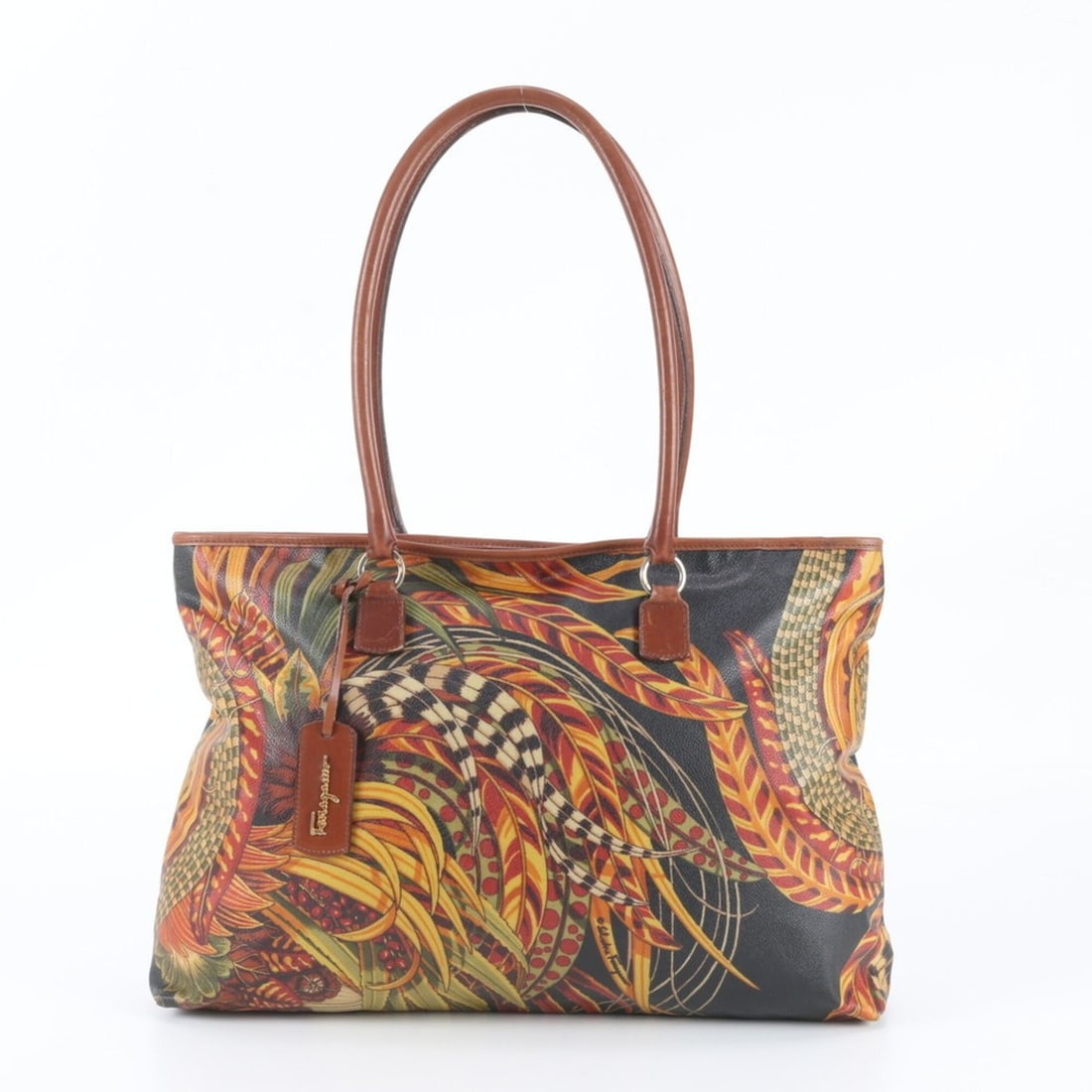 Salvatore Ferragamo Leather Botanical Print Tote Bag Shoulder Handbag for Women: --- Catalog ---Category: SizeSize (HxWxD): 30cm x 42cm x 8cm / 11.81'' x 16.53'' x 3.14''Category: DesignType: Handbag, Shoulder bag, Tote bagColor: Multi-colorGender: WomenMaterial: Leather , Coated 