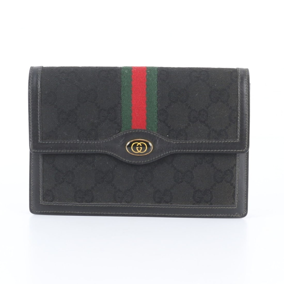 Gucci Old GG Canvas Sherry Line Leather Clutch Bag Handbag Tote for Women: --- Catalog ---Category: SizeSize (HxWxD): 12cm x 18cm / 4.72'' x 7.08''Category: DesignType: Clutch bag, Handbag, Tote bagColor: Black, Green, Red colorGender: WomenMaterial: Leather , Canvas Categor