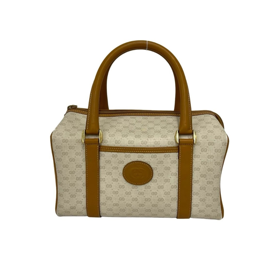 GUCCI Old Gucci Micro GG Logo Pattern Leather Handbag Mini Boston Bag Brown Ivory 21615: --- Catalog ---Category: SizeSize (HxWxD): 15cm x 24cm x 12cm / 5.9'' x 9.44'' x 4.72''Category: DesignType: Boston bag, HandbagColor: Brown, IvoryGender: WomenMaterial: PVC , Leather Category: Genera