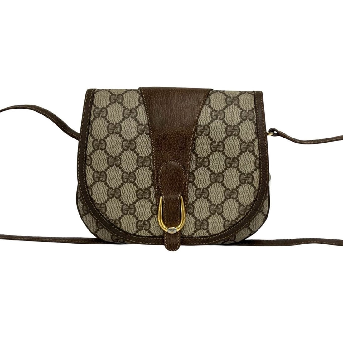 GUCCI Vintage GG Logo Leather Shoulder Bag/Pouch (Brown) - 22288 (Free Shipping)