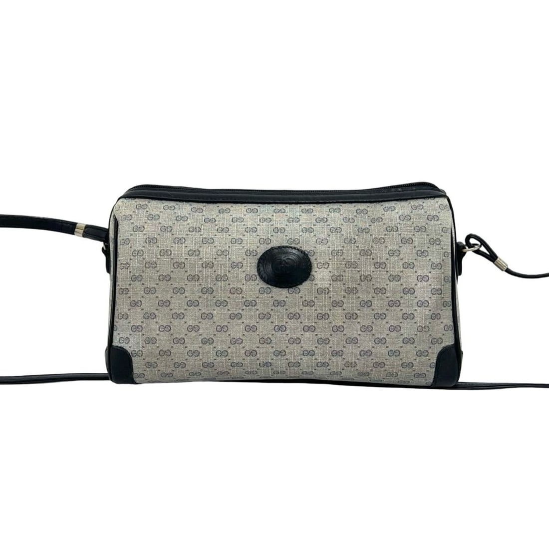 GUCCI Vintage Micro GG Logo Leather Shoulder Bag/Pouch, Navy Blue, 65161: --- Catalog ---Category: SizeSize (HxWxD): 14.5cm x 24cm x 11cm / 5.7'' x 9.44'' x 4.33''Category: DesignType: Pochette, Shoulder bagColor: NavyGender: WomenMaterial: Leather , PVC Category: GeneralBr