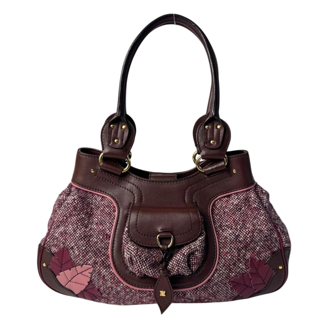 Celine CELINE Tweed x Leather Handbag with Triomphe Hardware, Old Style, Women's: --- Catalog ---Category: SizeSize (HxWxD): 200cm x 32cm x 10cm / 78.74'' x 12.59'' x 3.93''Category: DesignType: HandbagColor: Bordeaux, Brown, PinkGender: WomenMaterial: Tweed , Leather Category: Gen