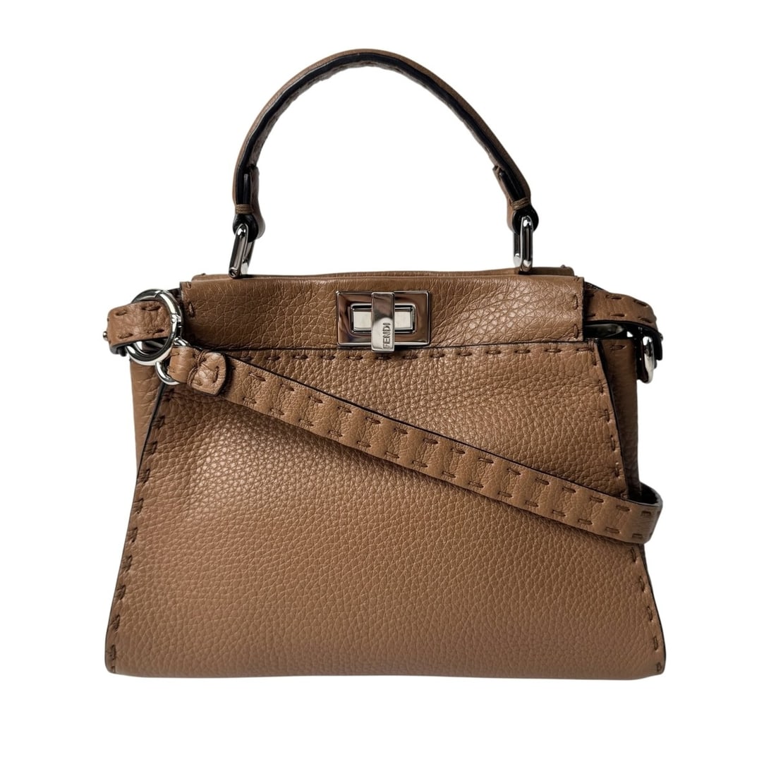 Fendi Peekaboo Selleria 2-way Mini Shoulder Bag/Handbag (8BN244) - Crossbody Bag for Women: --- Catalog ---Category: SizeSize (HxWxD): 19cm x 23cm x 7cm / 7.48'' x 9.05'' x 2.75''Category: DesignType: Handbag, Shoulder bagColor: BrownGender: WomenMaterial: Leather Category: GeneralBrand: Fen