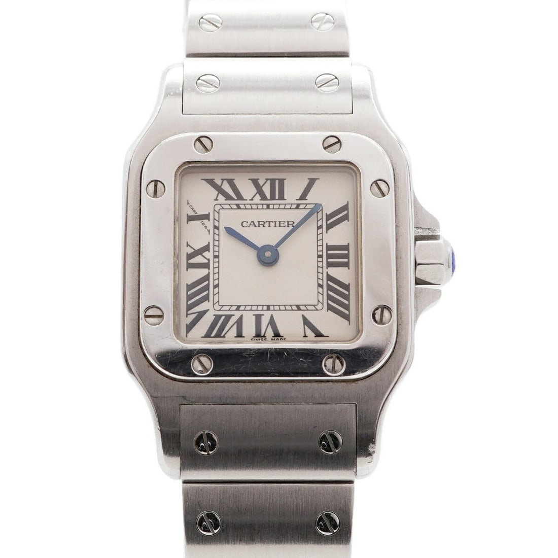 Cartier Santos Galbee SM W20056D6 Ivory Dial Women's Watch: --- Catalog ---Category: SizeWrist Size: 13.5cm / 5.31''Case Diameter: 23.5mm / 0.93''Category: DesignType: WristwatchGender: WomenColor (Dial): IvoryMaterial (Band): Stainless steelCategory: GeneralM