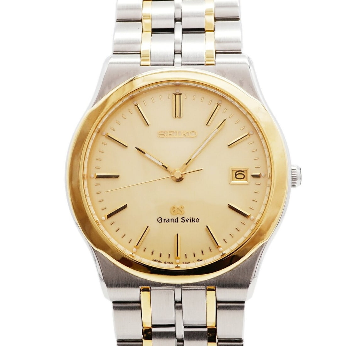 Seiko Grand SBGG002 8N65-9000 Gold Dial Men's Watch: --- Catalog ---Category: SizeWrist Size: 19cm / 7.48''Case Diameter: 36.8mm / 1.45''Category: DesignType: WristwatchGender: MenColor (Dial): GoldMaterial (Band): Stainless steel, Yellow goldCategory: 