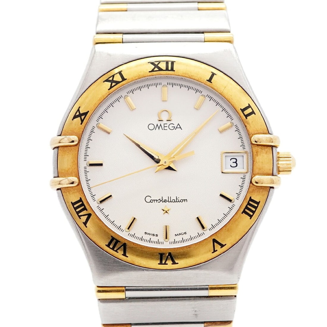 Omega Constellation Half Bar 1312.3 Silver Dial Watch (Boys' Size): --- Catalog ---Category: SizeWrist Size: 15.5cm / 6.1''Case Diameter: 33.1mm / 1.3''Category: DesignType: WristwatchGender: BoysColor (Dial): SilverMaterial (Band): Stainless steel, Yellow goldCategor