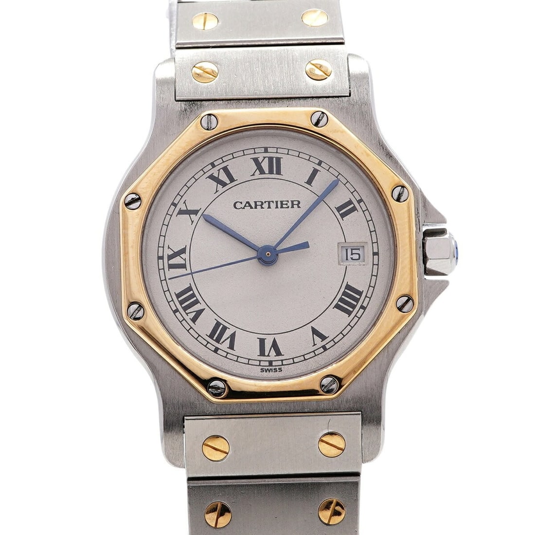 Cartier Santos Octagon LM W2001583 Ivory Dial Watch (Men's & Women's): --- Catalog ---Category: SizeWrist Size: 17cm / 6.69''Case Diameter: 29mm / 1.14''Category: DesignType: WristwatchGender: Men,WomenColor (Dial): IvoryMaterial (Band): Stainless steel, Yellow goldCateg
