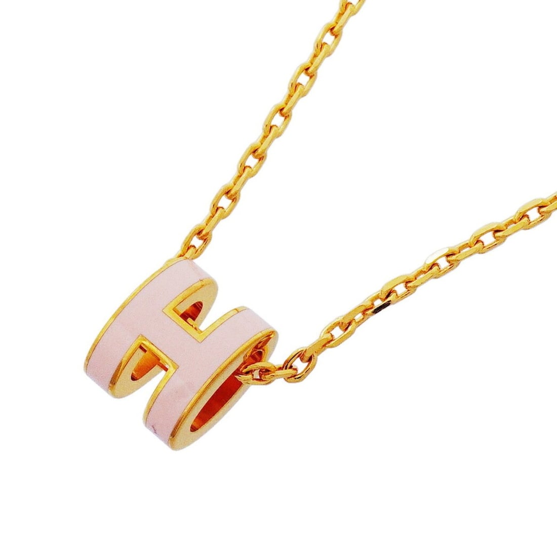 Hermes Mini Pop H Necklace, GP Plated, Gold, Pink, Women's: --- Catalog ---Category: SizePendant Size: 8.6mm x 7.1mm / 0.33'' x 0.27''Neck Circumference: 40 cm / 15.74''Category: DesignColor: Gold, PinkGender: WomenMaterial: Gold platingNecklace Type: Necklace