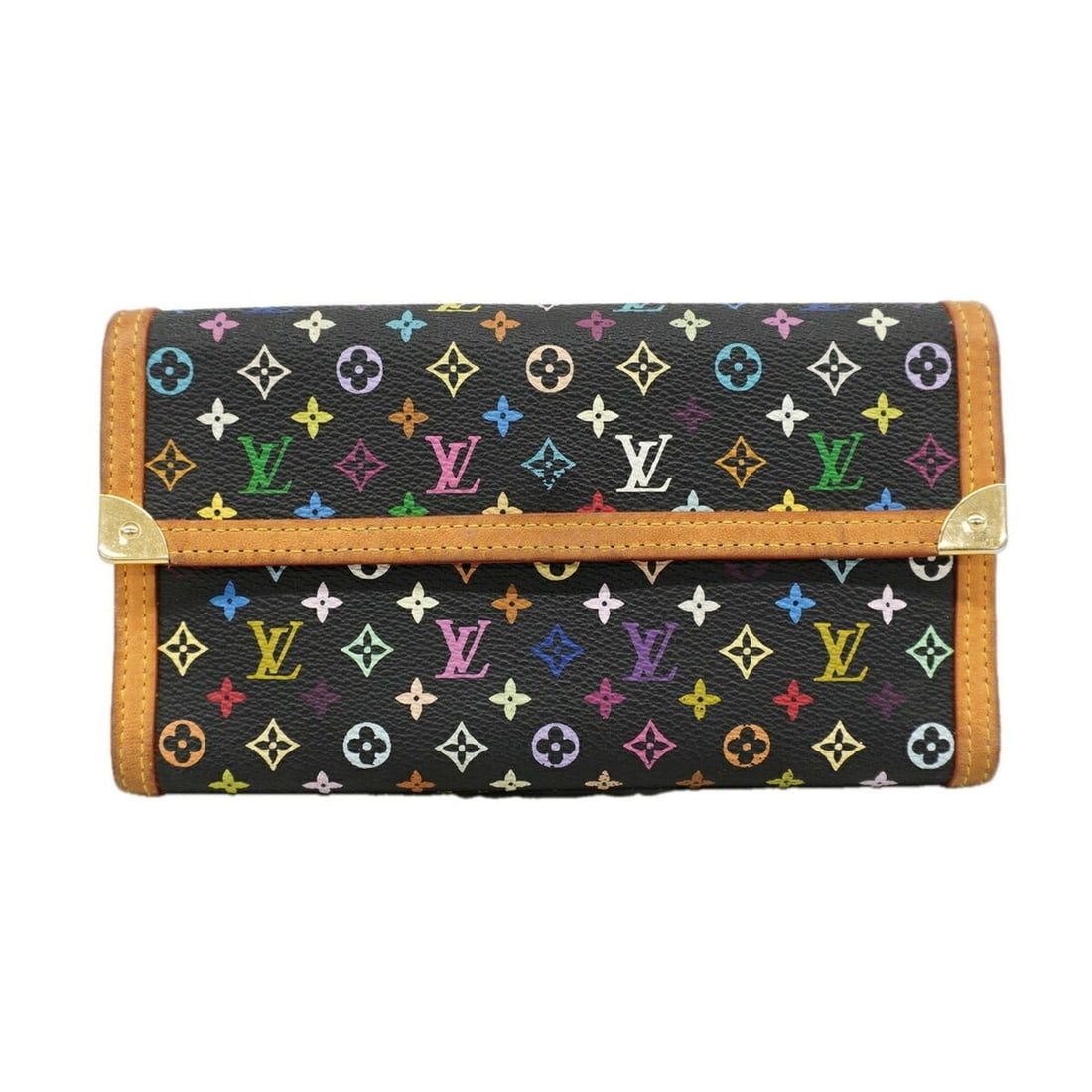 Louis Vuitton Tri-fold Long Wallet Monogram Multicolor Portefeuille Tresor International M92658 Noir