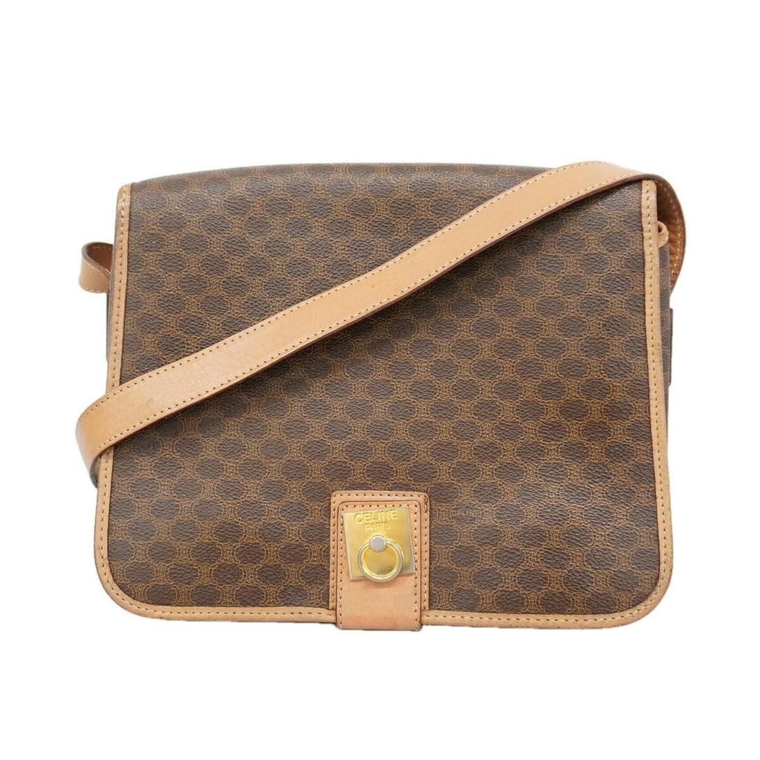 Celine Macadam Shoulder Bag, Brown, Women's