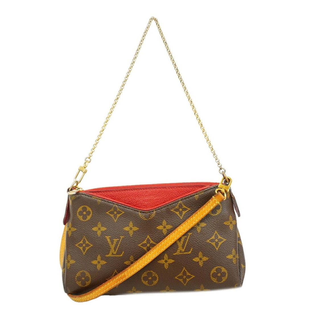 Louis Vuitton Monogram Pallas Clutch Handbag M41638 Brown Cerise 2-way bag for women: --- Catalog ---Category: SizeSize (HxWxD): 12.5cm x 21cm x 5cm / 4.92'' x 8.26'' x 1.96''Category: DesignType: HandbagColor: Brown, CeriseGender: WomenCategory: GeneralMPN: M41638Brand: Louis Vuitton-