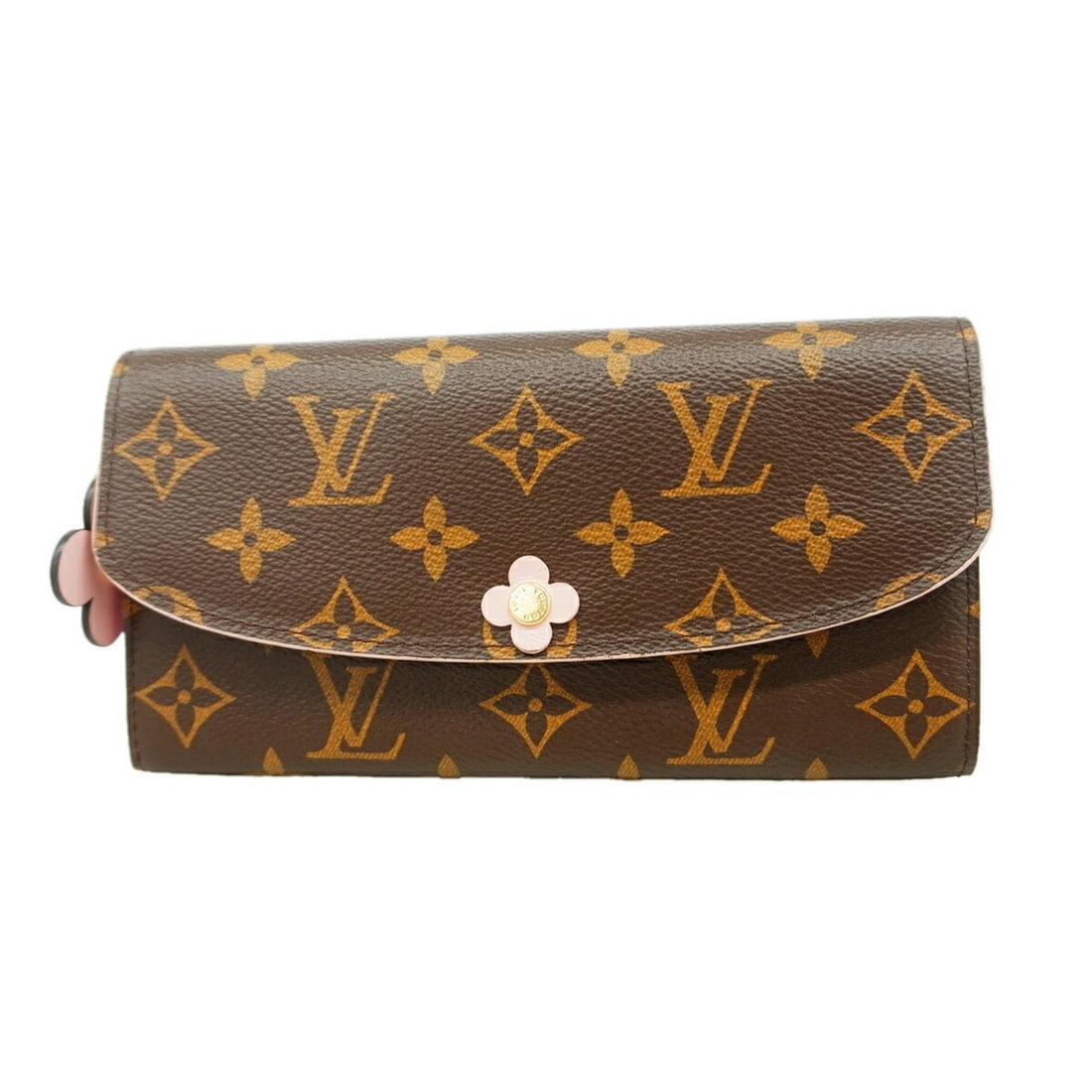 Louis Vuitton Monogram Portefeuille Emilie Long Wallet with Flower Charm, M64202, Hot Pink, Women's