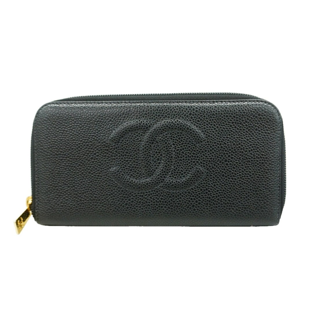Chanel Long Wallet, Caviar Leather, Black, Women's