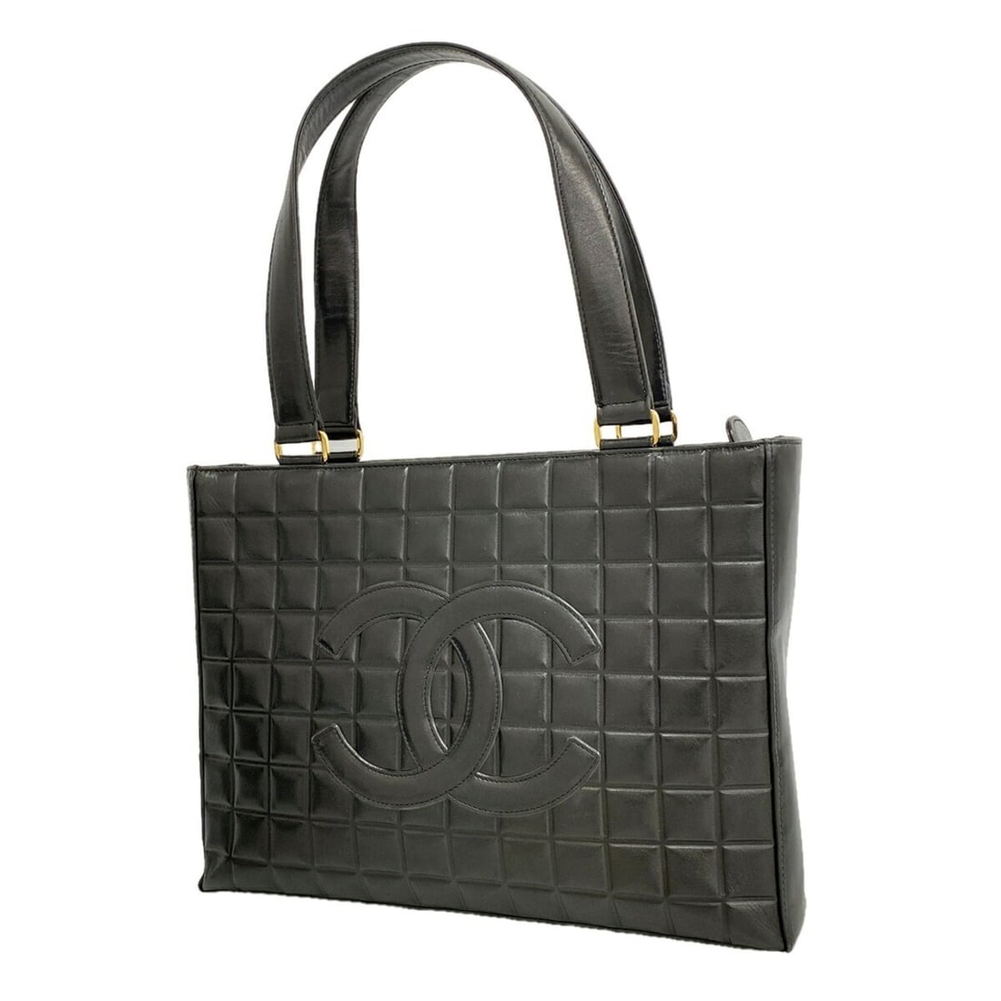 Chanel Tote Bag Chocolate Bar Lambskin Black Women's: --- Catalog ---Category: SizeSize (HxWxD): 24cm x 32cm x 6cm / 9.44'' x 12.59'' x 2.36''Category: DesignType: Tote bagColor: BlackGender: WomenMaterial: Leather Hardware Color: GoldLeather/Fur Type: L
